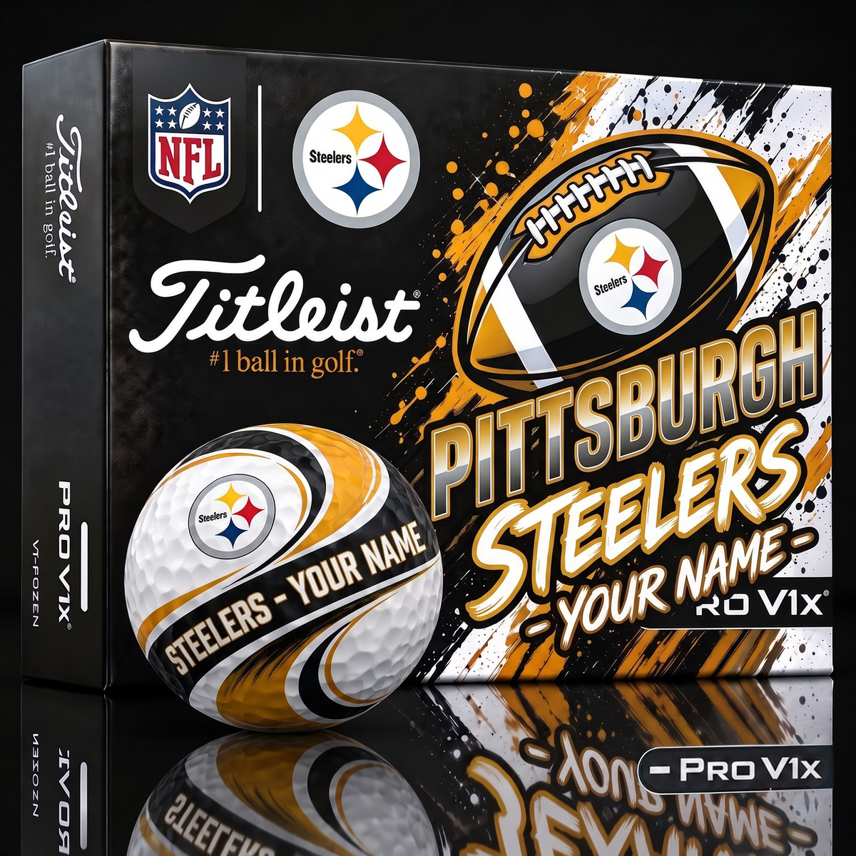 PS x 1-of-1 Custom NFL Personalized Swirl Titleist Pro V1x Golf Balls