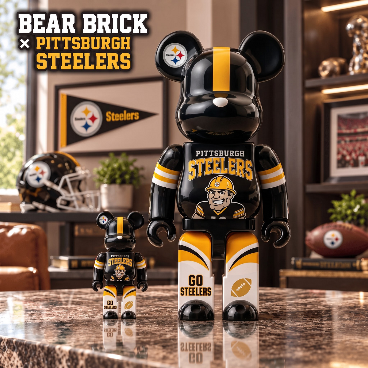 PS x Custom 1-of-1 NFL Team Bearbrick Collectible Figure Home Desk Decor