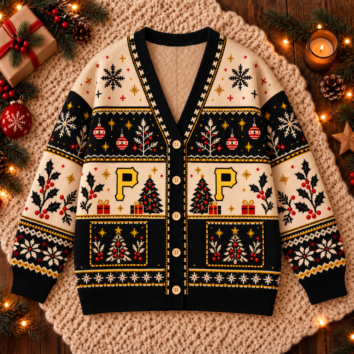 Premium Christmas MLB x PIT Knitted Cardigan