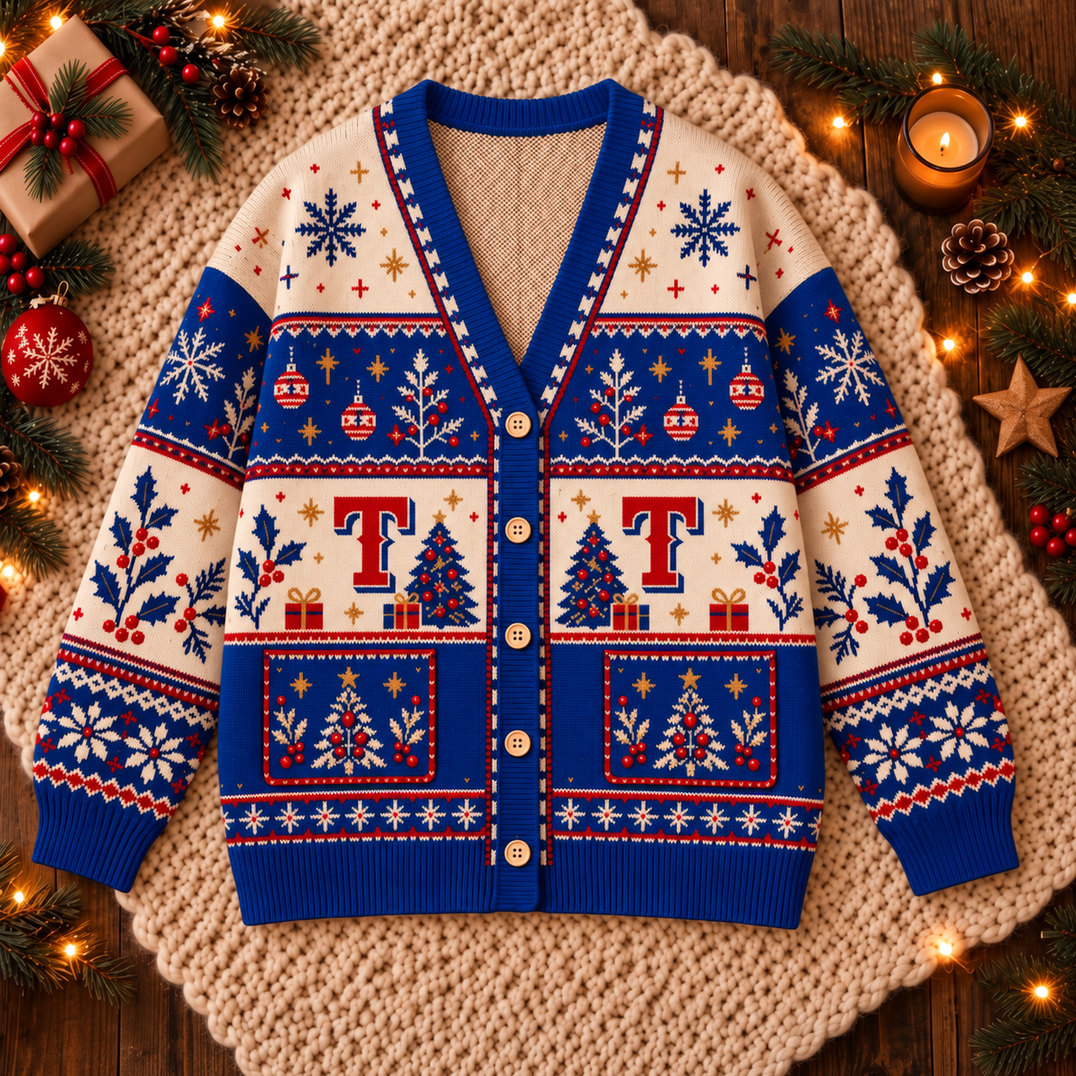 Premium Christmas MLB x TEX Knitted Cardigan