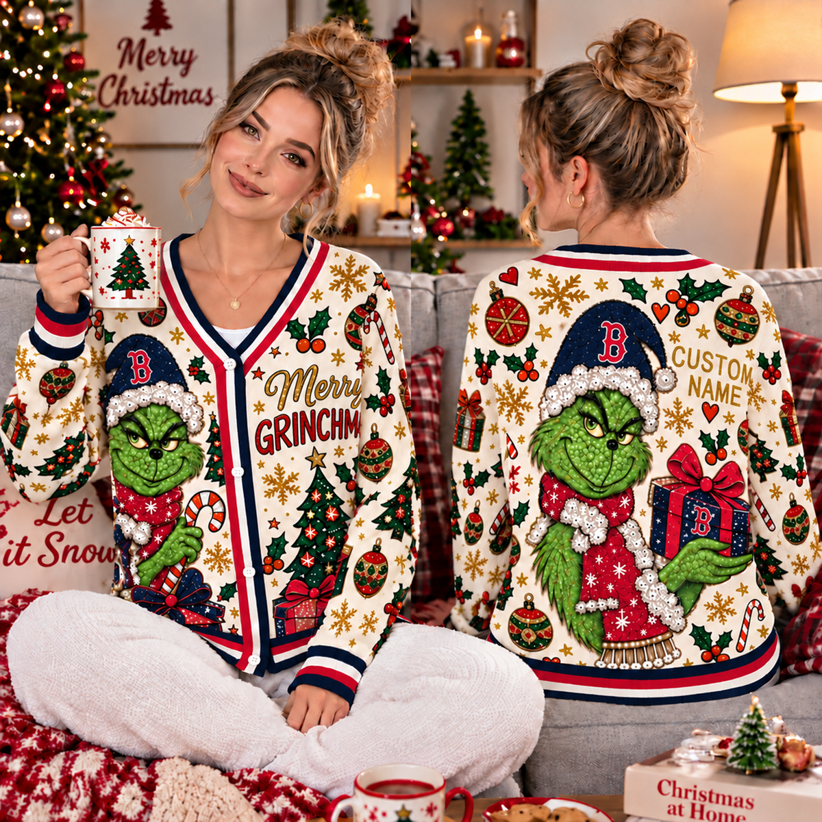 Premium MLB x BOS Grinch Cardigal Sweater