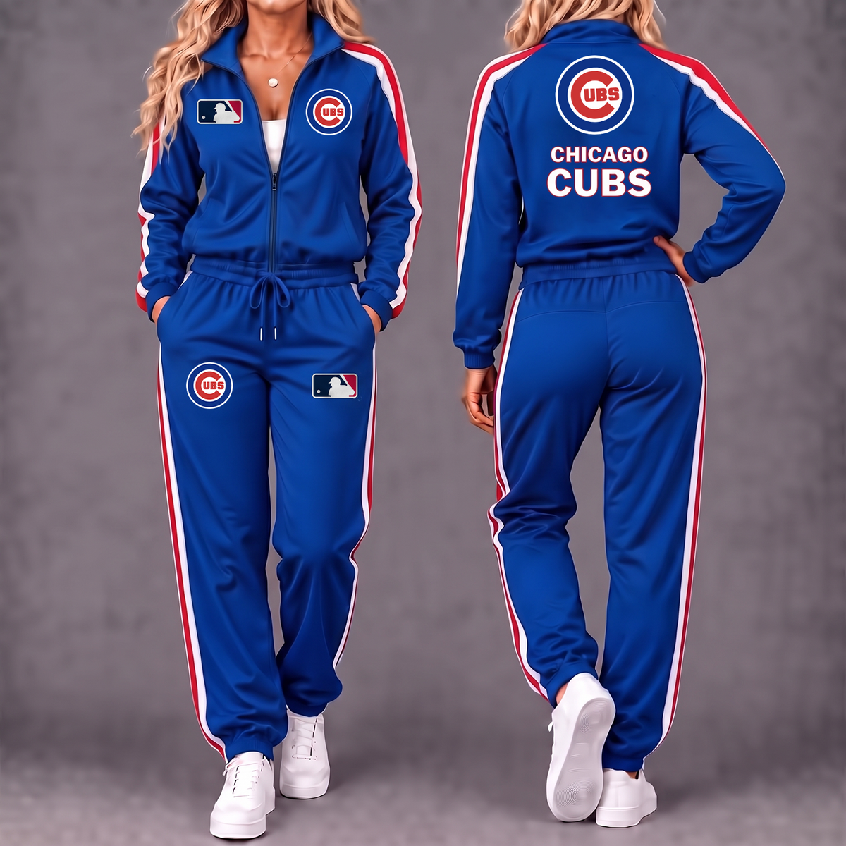 Premium MLB x CHI Game Day Waterproof Windbreaker Zip-Up Tracksuit Set