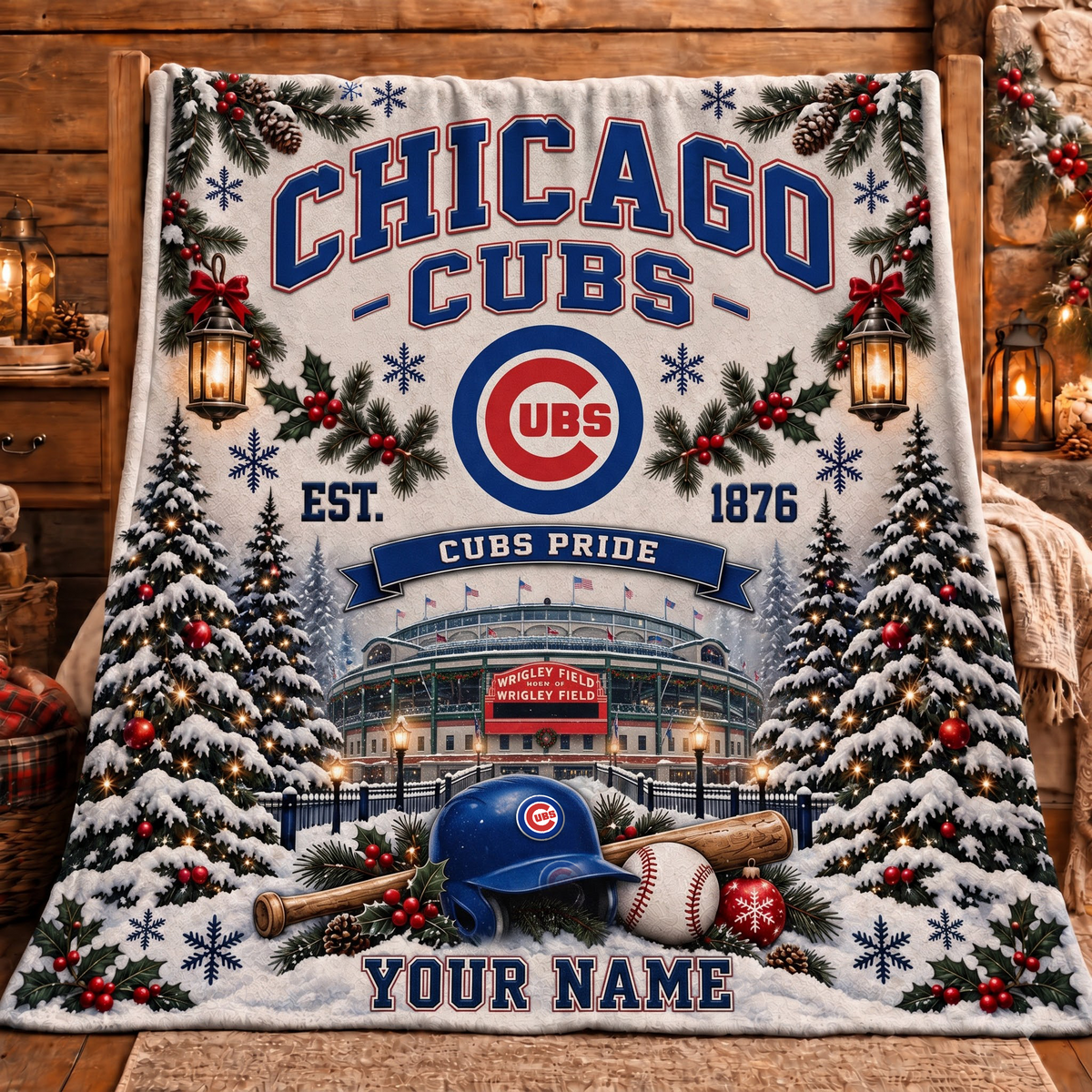 Premium MLB x CHI Pride Personalized Name Blanket