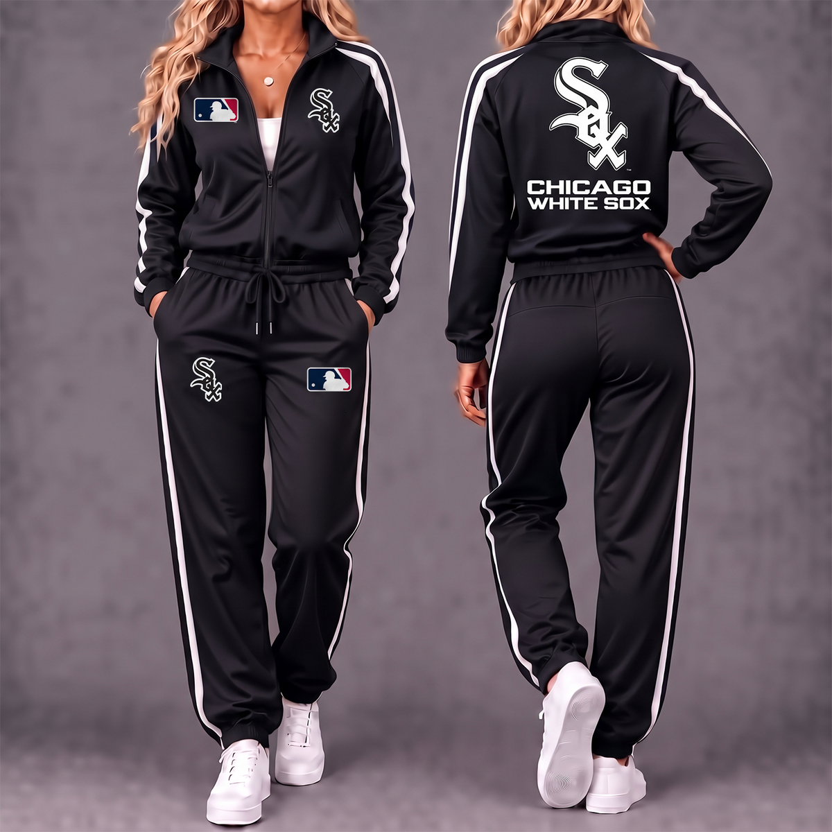 Premium MLB x CWS Game Day Waterproof Windbreaker Zip-Up Tracksuit Set