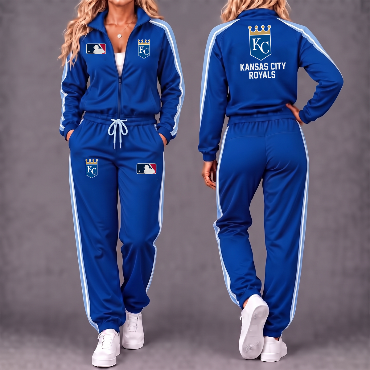Premium MLB x KC Game Day Waterproof Windbreaker Zip-Up Tracksuit Set