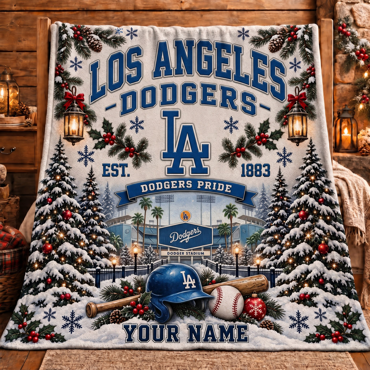 Premium MLB x LAD Pride Personalized Name Blanket