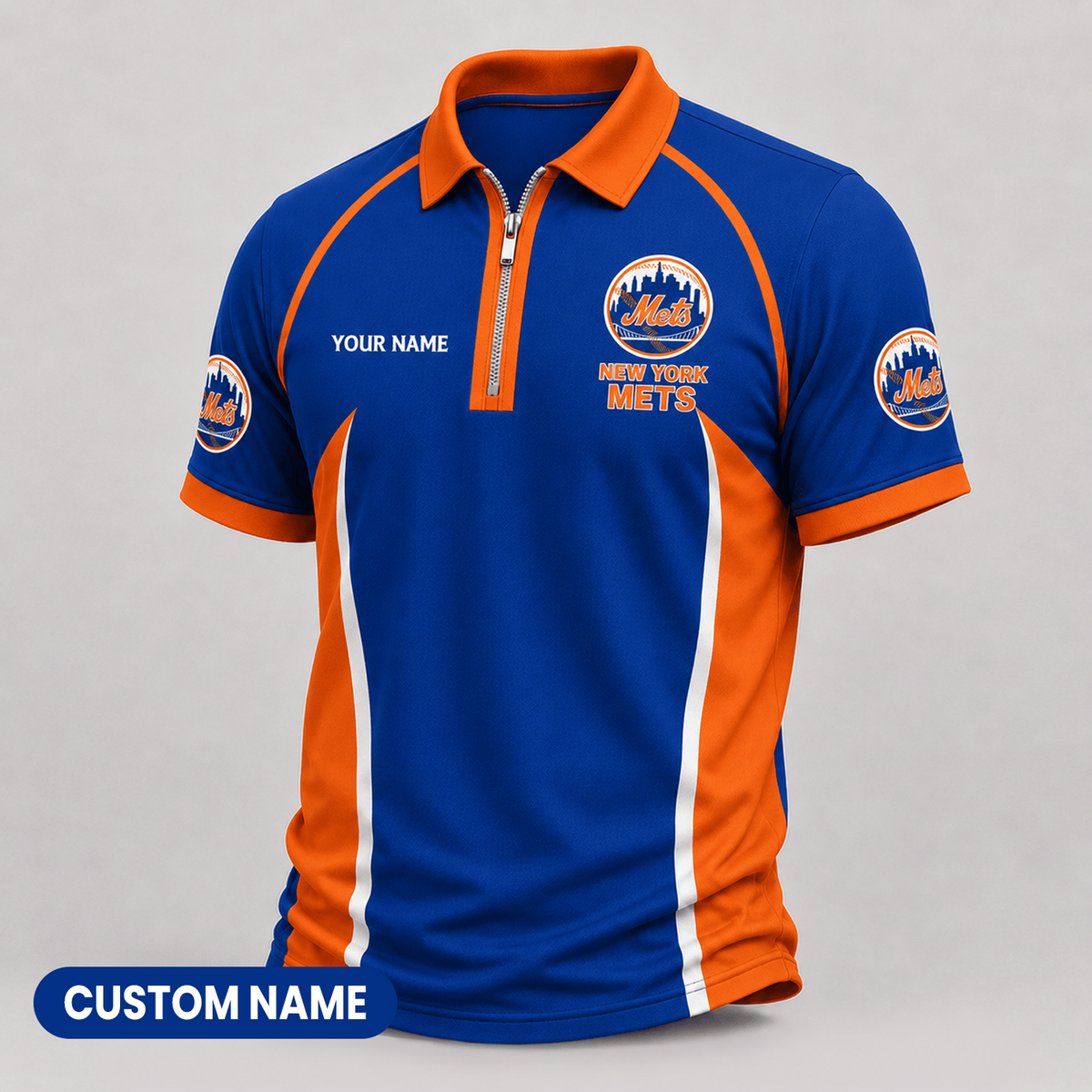 Premium MLB x NYM Performance Zipper Polo Shirt
