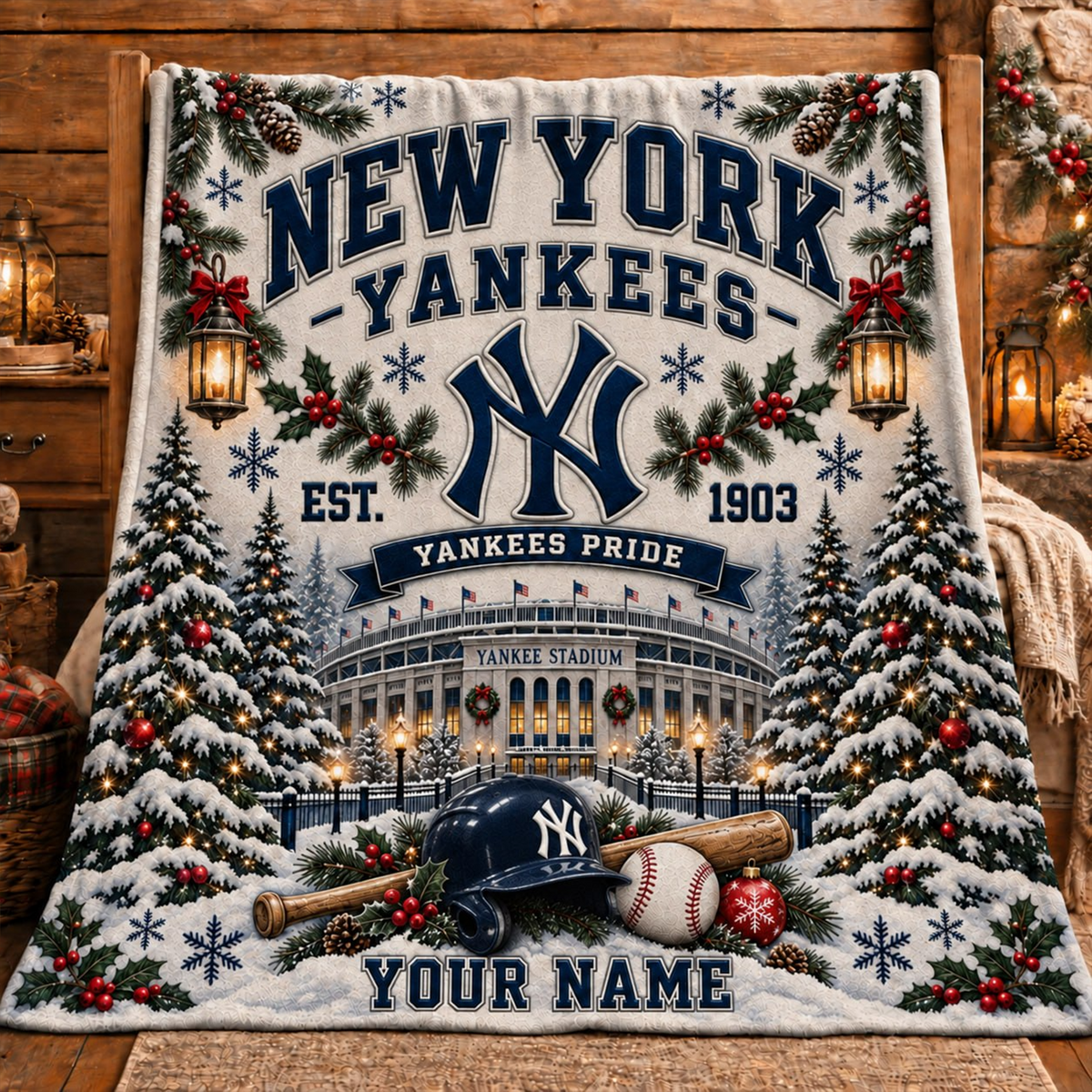 Premium MLB x NYY Pride Personalized Name Blanket