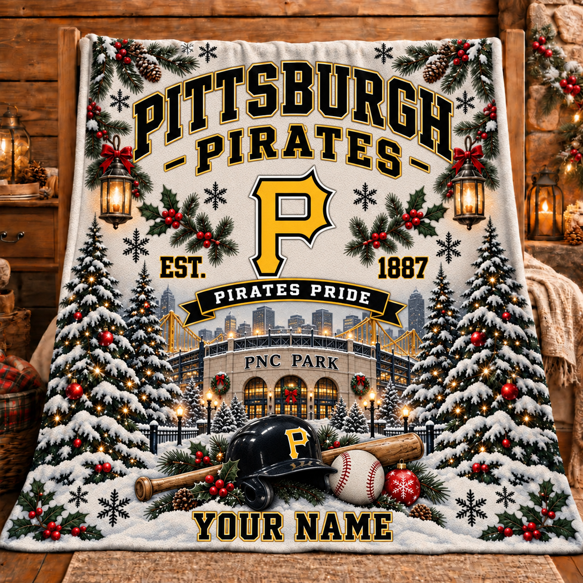 Premium MLB x PIT Pride Personalized Name Blanket