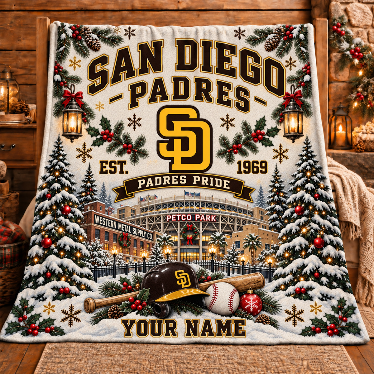 Premium MLB x SD Pride Personalized Name Blanket