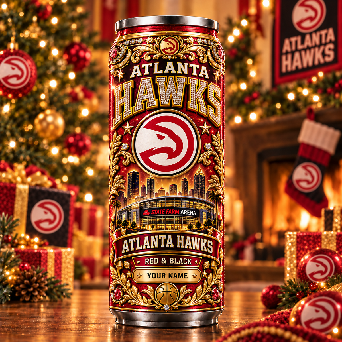 Premium NBA x ATL Personalized Name Can Tumbler