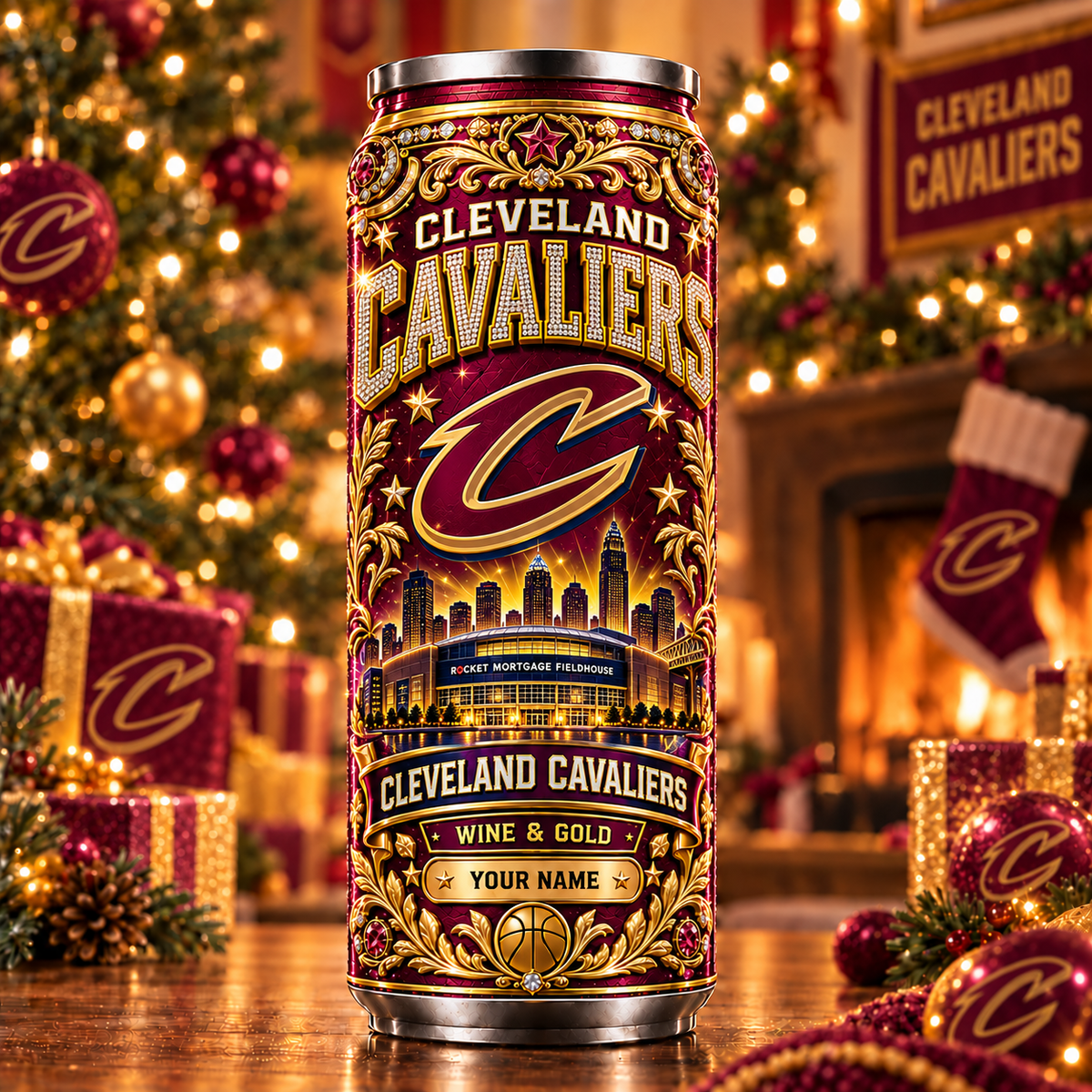 Premium NBA x CLE Personalized Name Can Tumbler