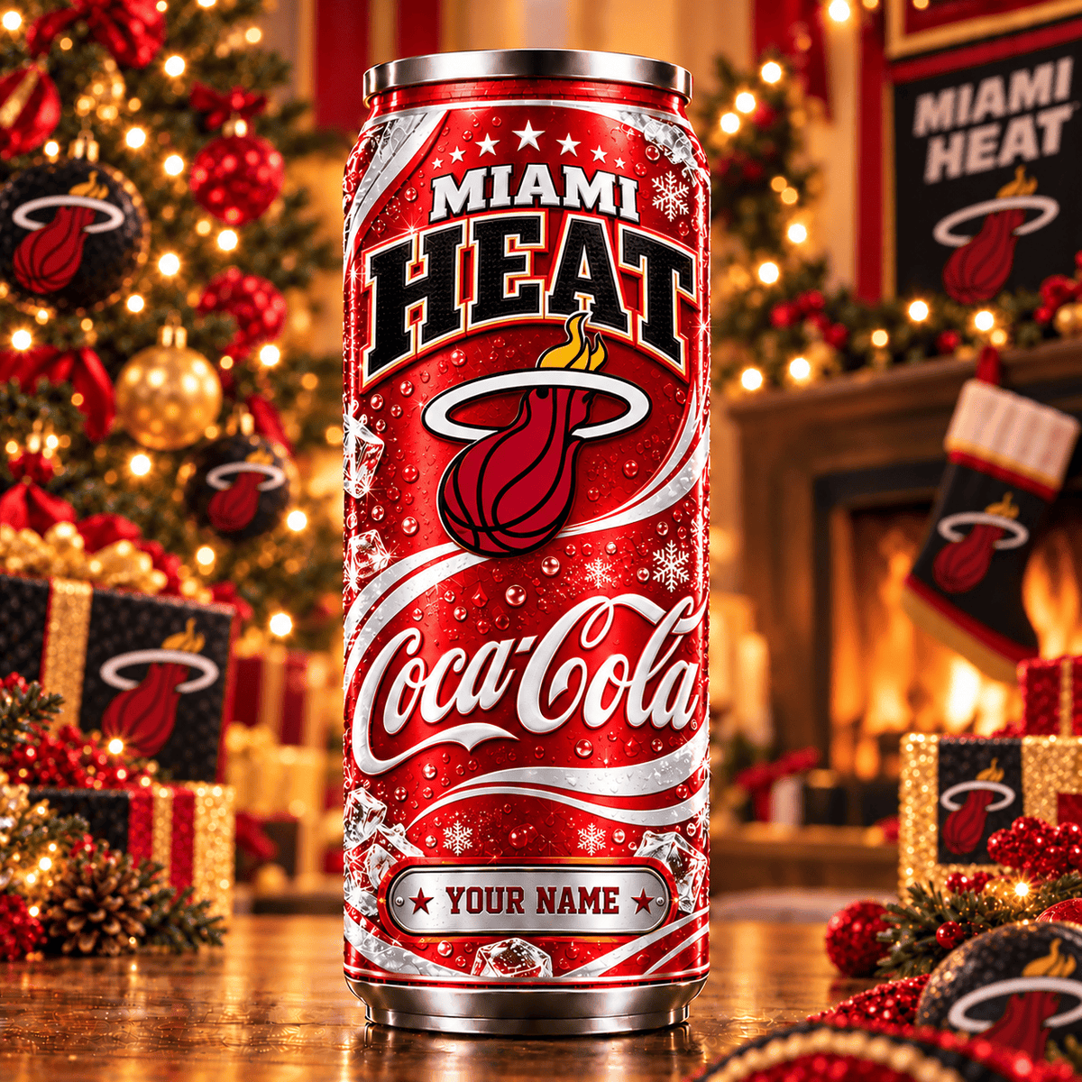 Premium NBA x MIA Personalized Name Can Tumbler