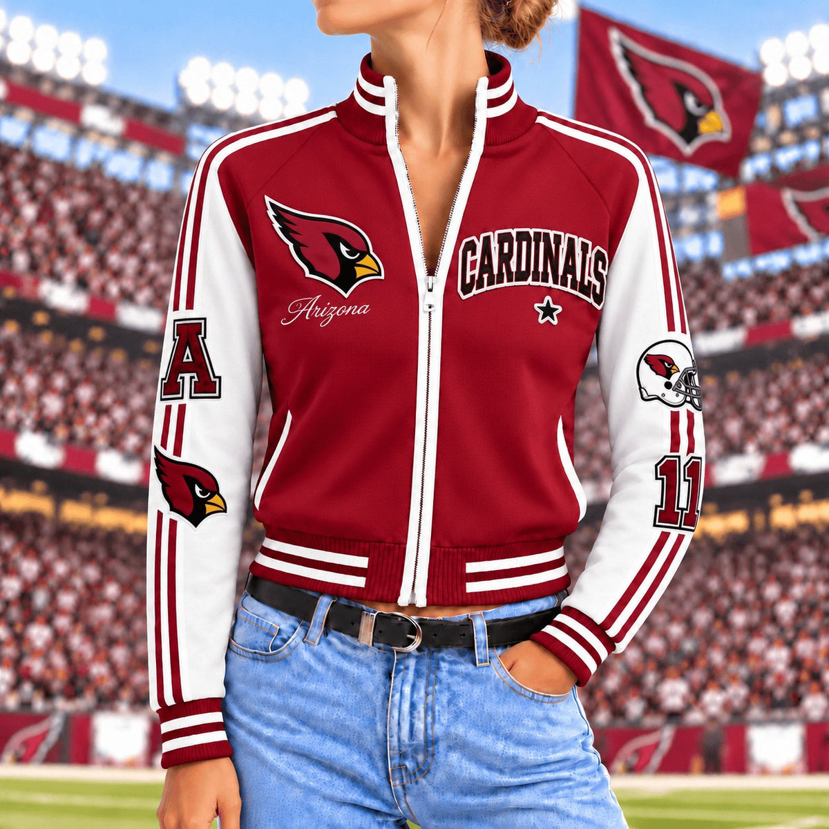 Premium NFL x ARI Exclusive Retro Game Day Mockneck Zipper Cardigan for Football Lovers