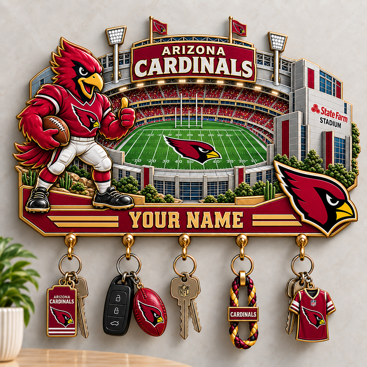 Premium NFL x ARI Personalized Name Wall Key Holder