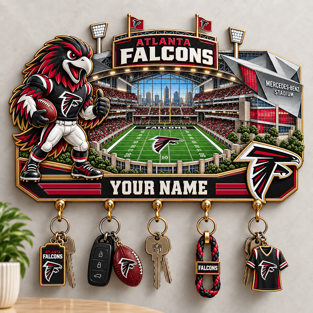 Premium NFL x ATL Personalized Name Wall Key Holder