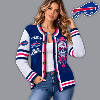 Premium NFL x BUF Floral Skull Knit Cardigan