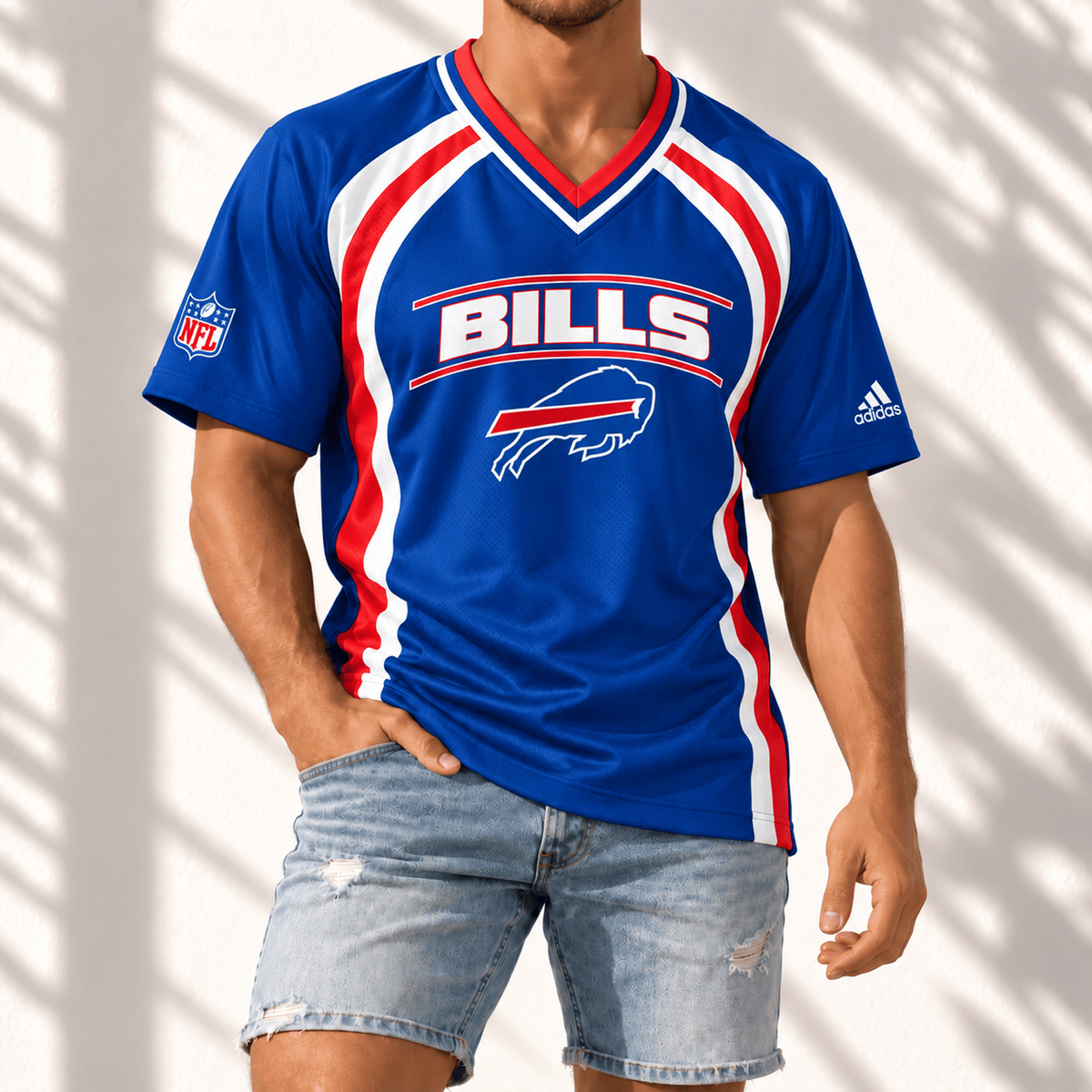 Premium NFL x BUF Gridiron Contour Fan Merch V-Neck