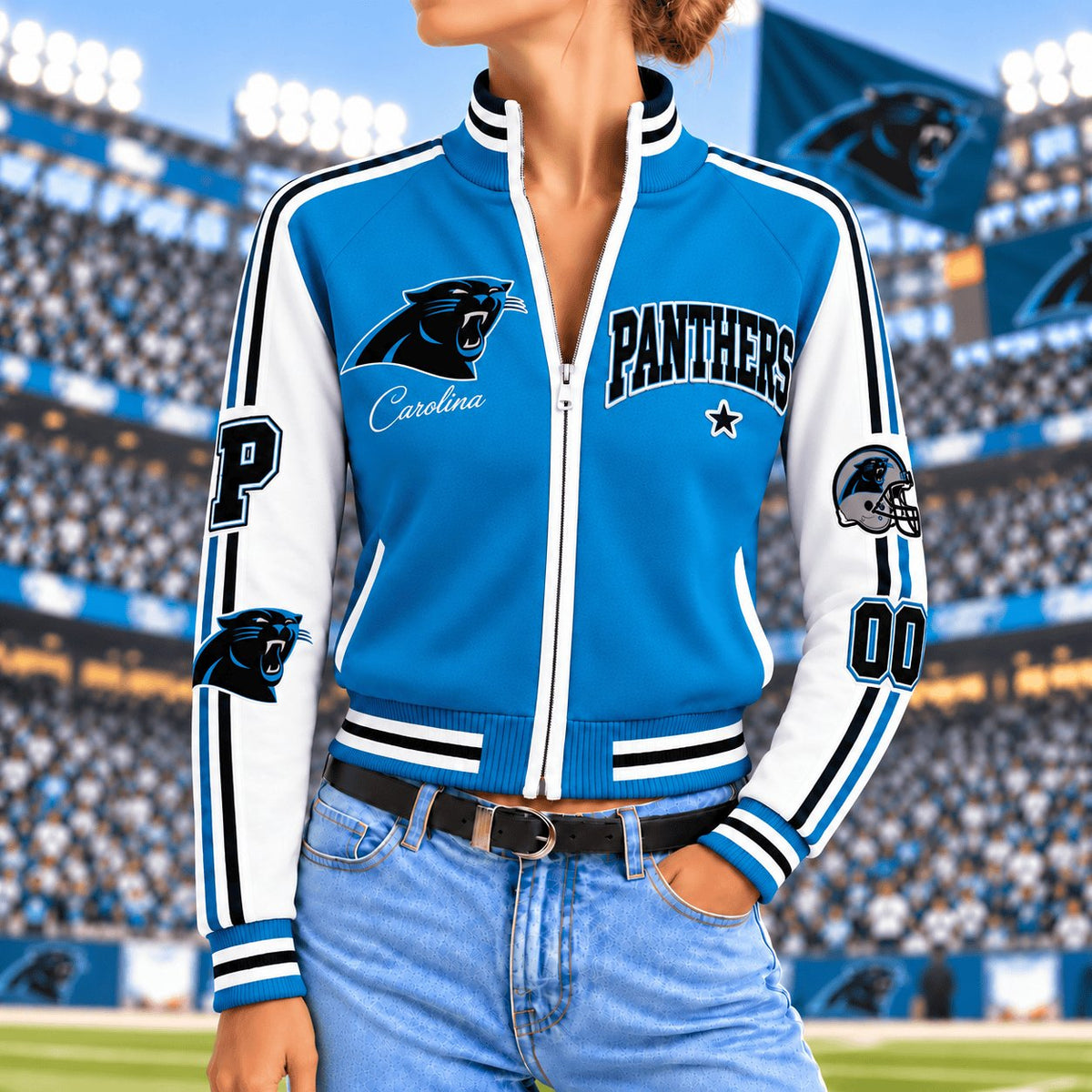 Premium NFL x CAR Exclusive Retro Game Day Mockneck Zipper Cardigan for Football Lovers