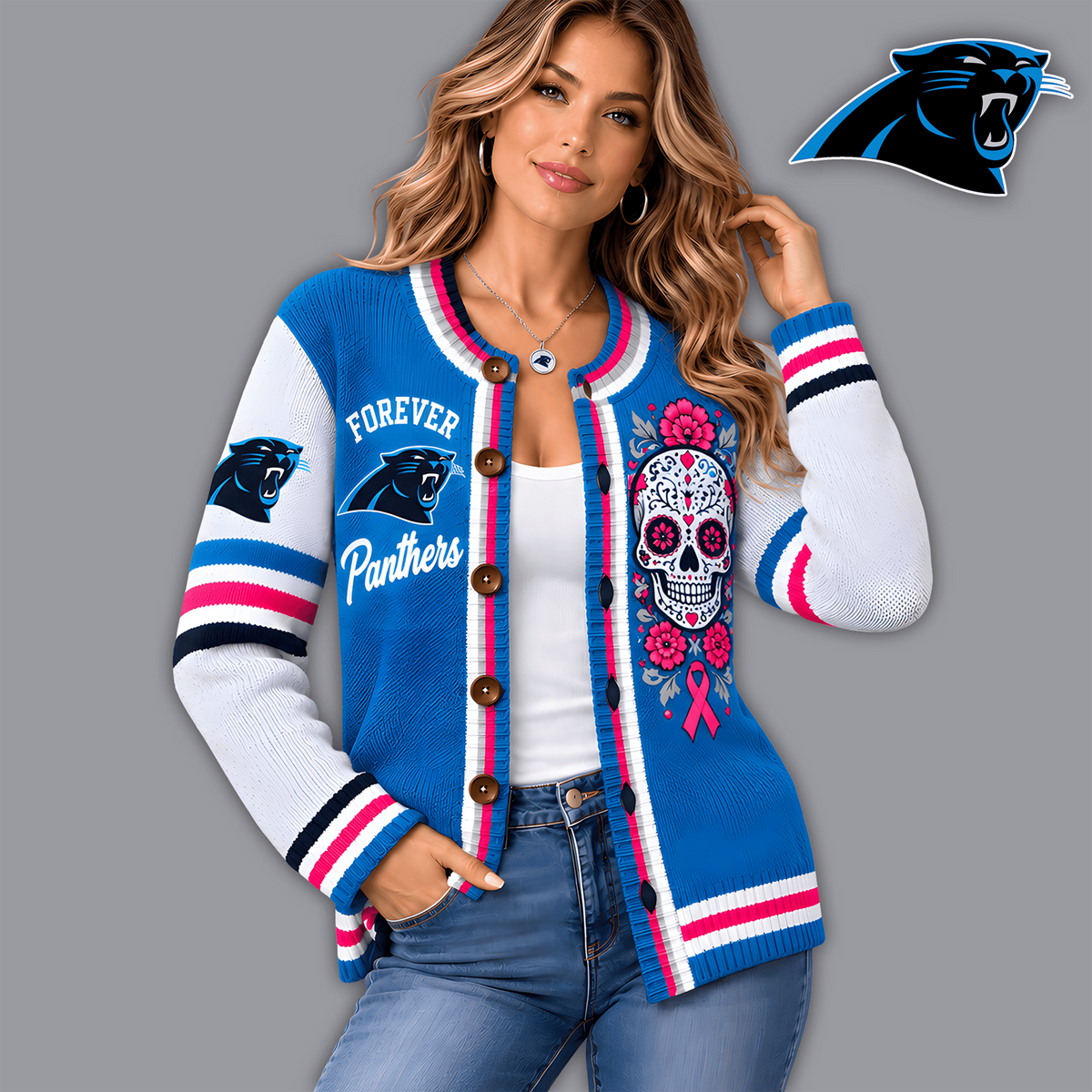 Premium NFL x CAR Floral Skull Knit Cardigan