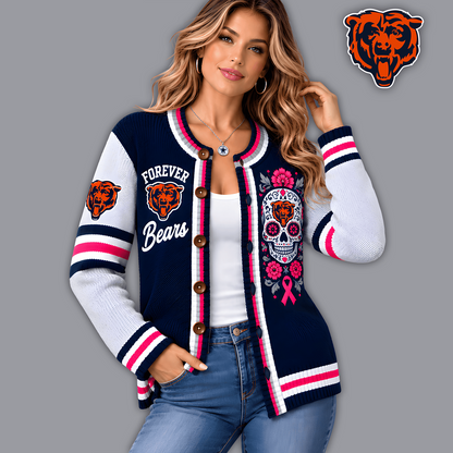 Premium NFL x CHI Floral Skull Knit Cardigan
