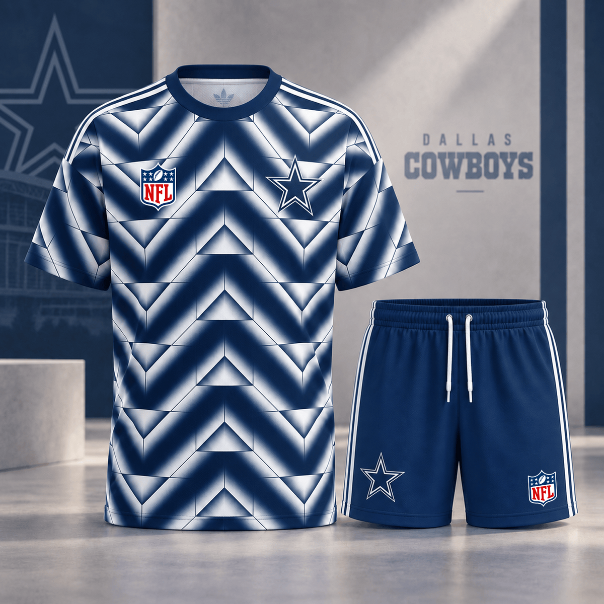 Premium NFL x DAL Geometric Performance Shirt & Shorts Set
