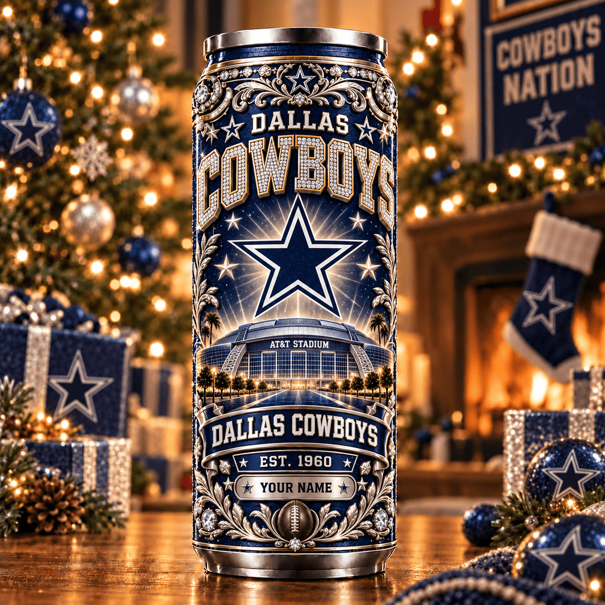 Premium NFL x DAL Personalized Name Can Tumbler