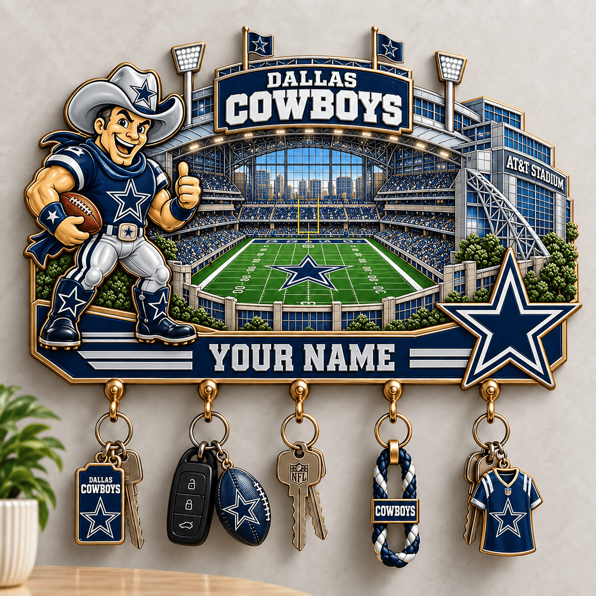 Premium NFL x DAL Personalized Name Wall Key Holder