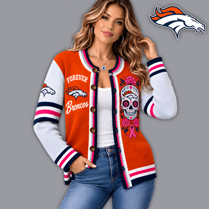 Premium NFL x DEN Floral Skull Knit Cardigan