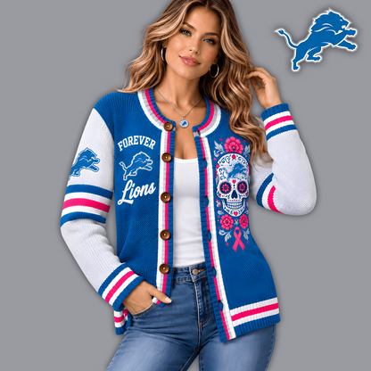 Premium NFL x DET Floral Skull Knit Cardigan
