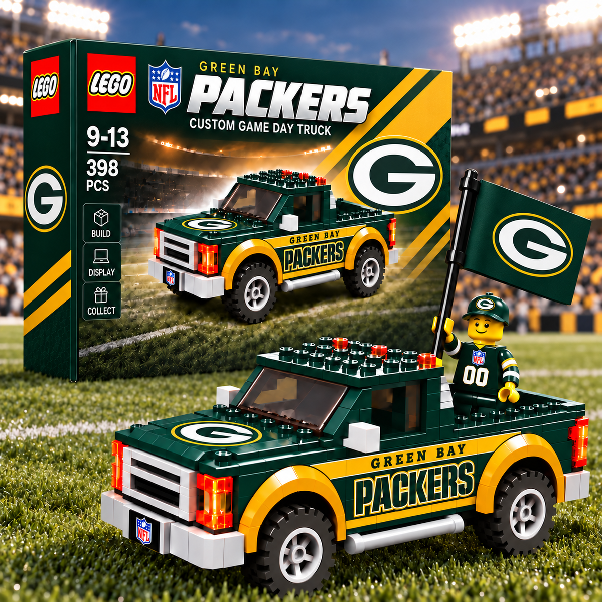 Premium NFL x GB Game Day Building Blocks Truck Toy Set