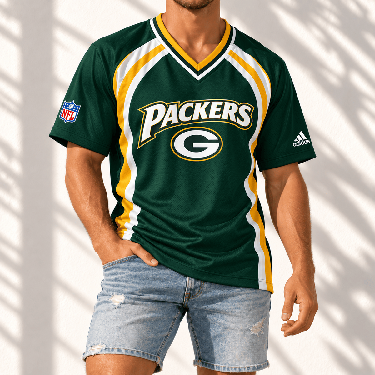 Premium NFL x GB Gridiron Contour Fan Merch V-Neck