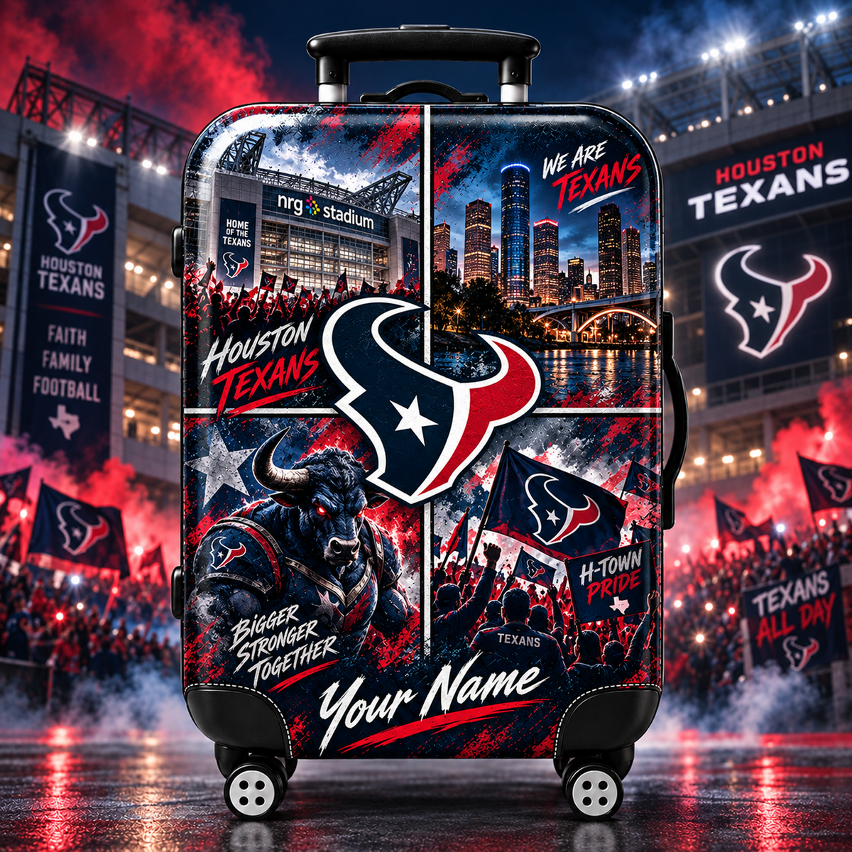 Premium NFL x HOU Personalized Team Pride Stadium Travel Suitcase