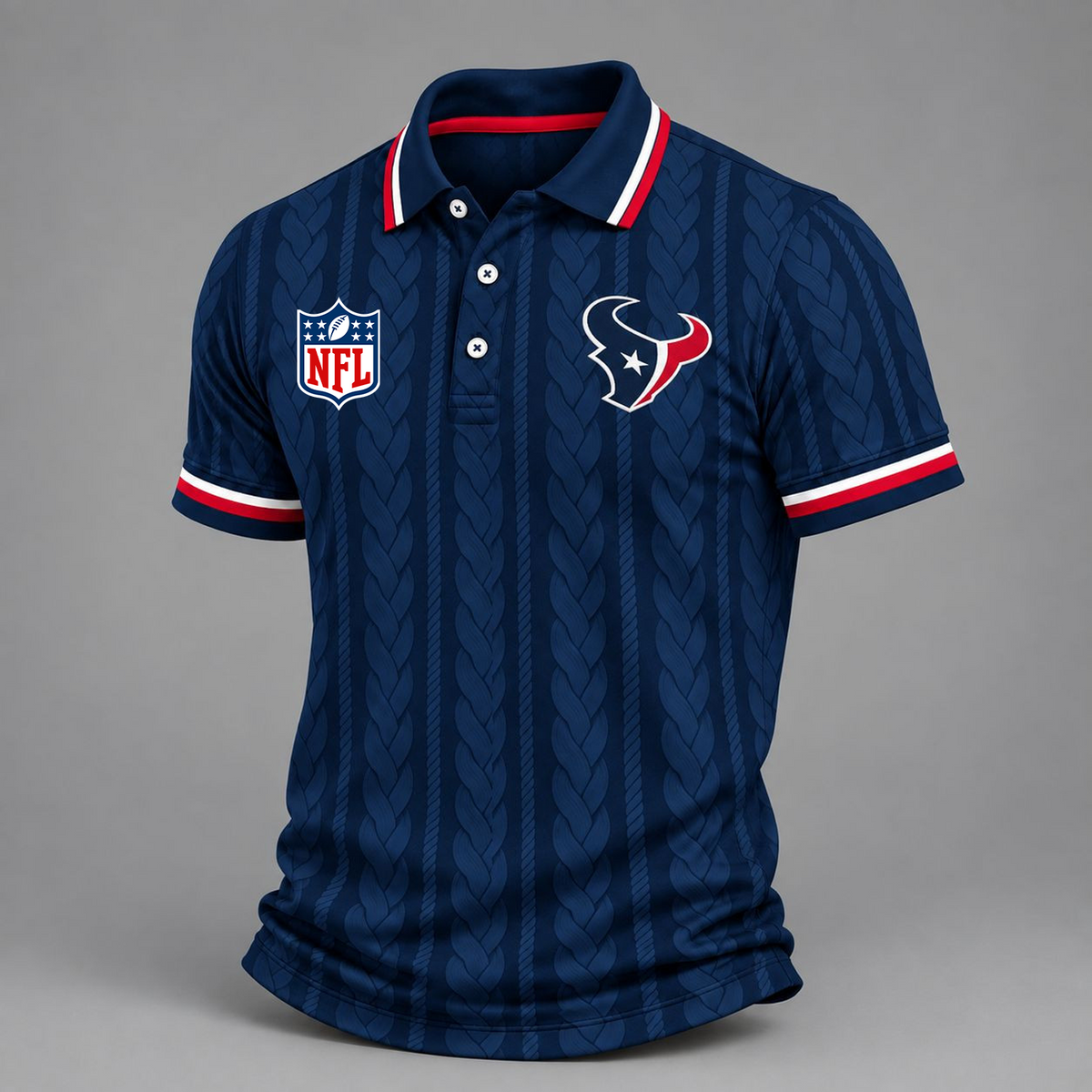 Premium NFL x HOU Retro Football Fan Short Sleeve Apparel Polo Shirt