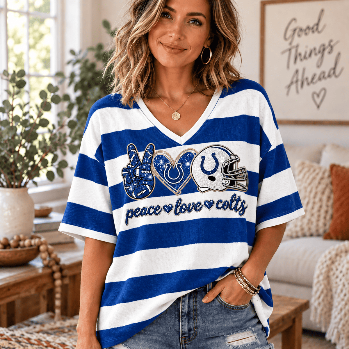 Premium NFL x IND Women V-Neck Shirt For Fan