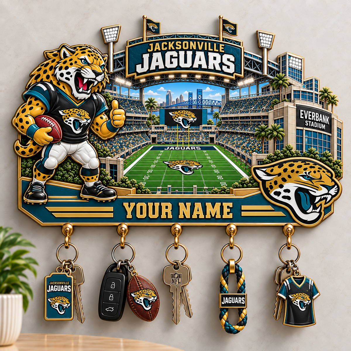 Premium NFL x JAX Personalized Name Wall Key Holder