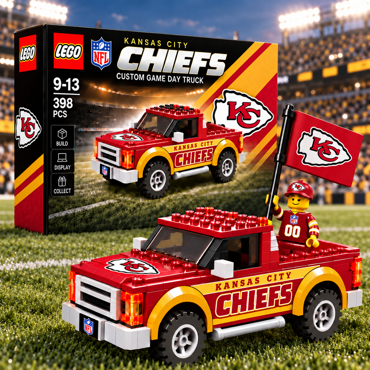 Premium NFL x KC Game Day Building Blocks Truck Toy Set