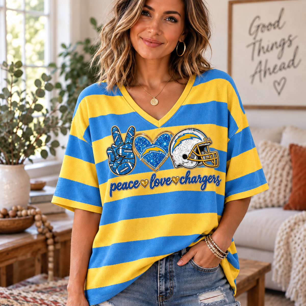 Premium NFL x LAC Women V-Neck Shirt For Fan