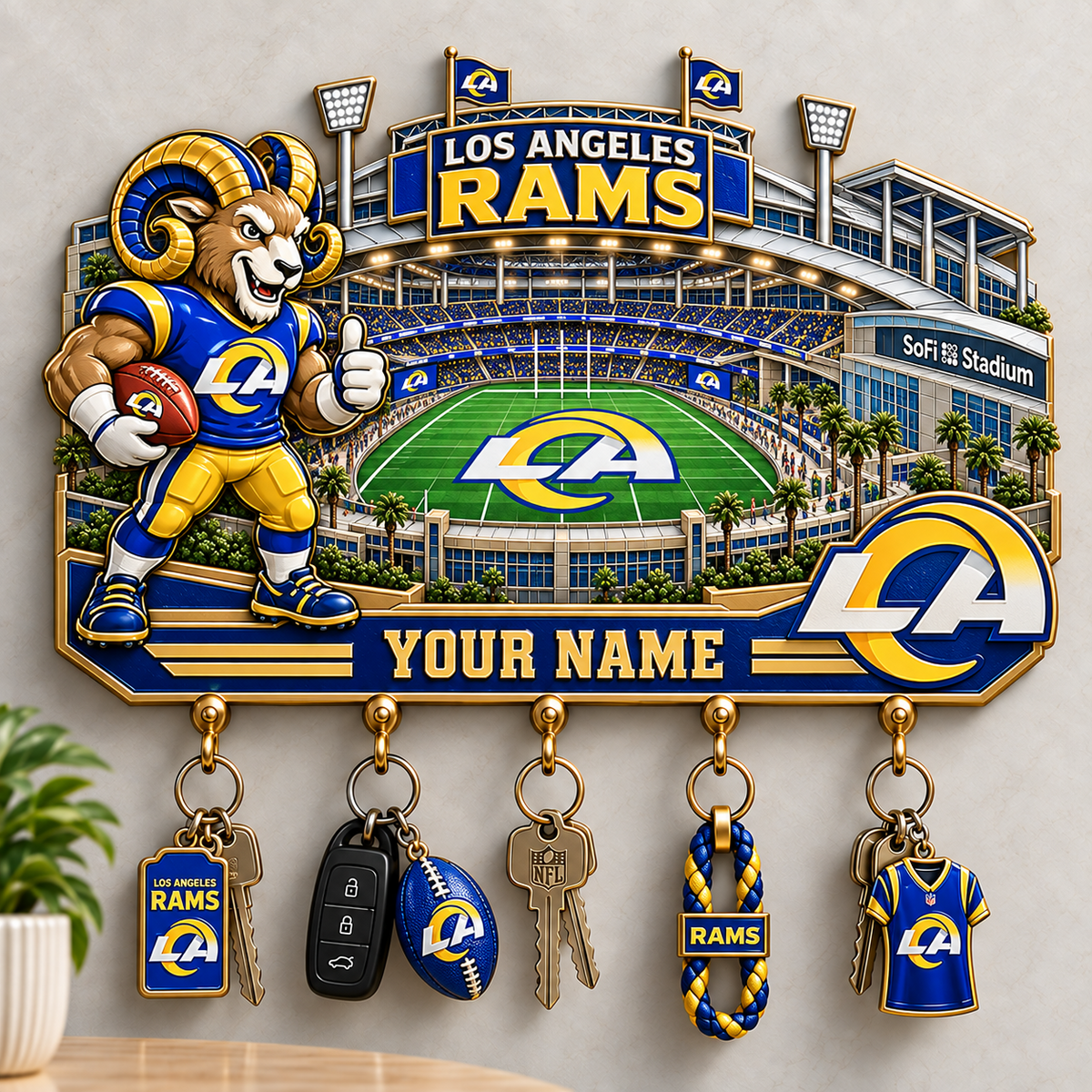 Premium NFL x LAR Personalized Name Wall Key Holder