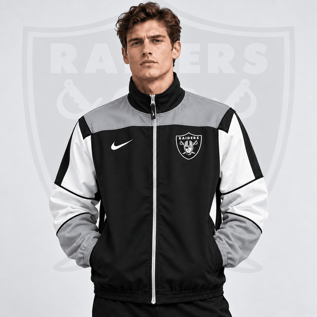 Premium NFL x LVR Team Crest Retro Color Block Full Zip Windbreaker Jacket