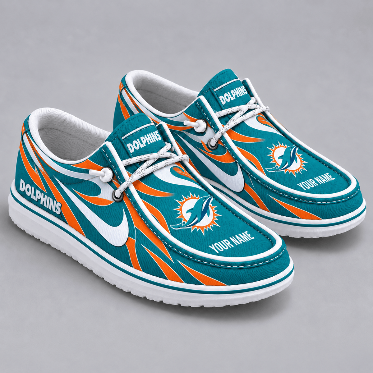 Premium NFL x MIA Flame Pattern Loafer Shoes
