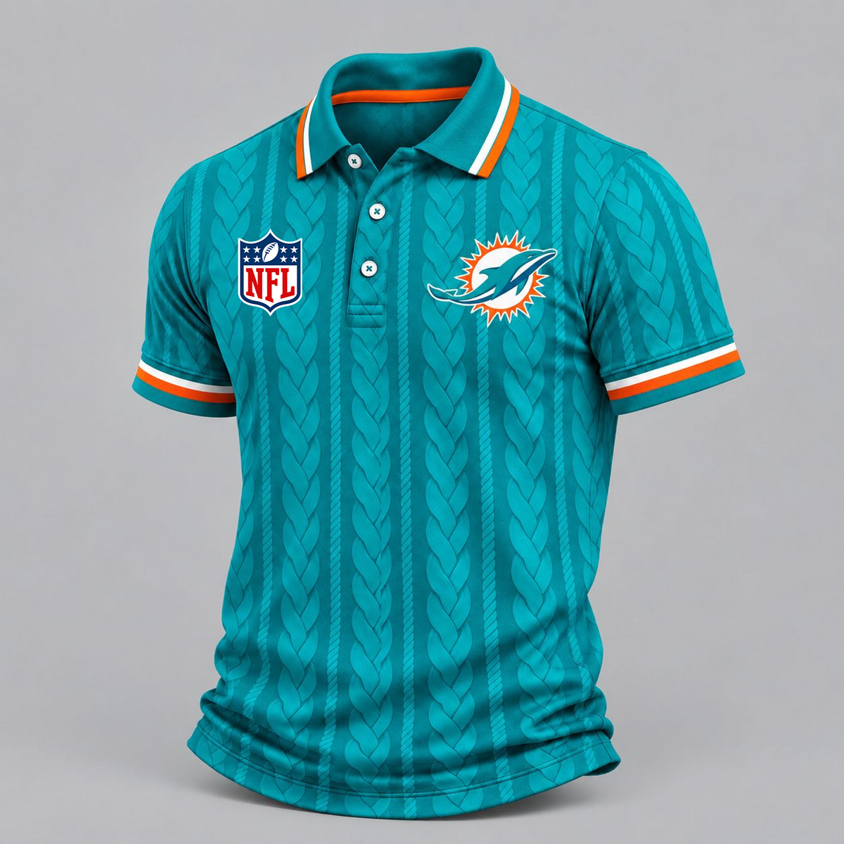 Premium NFL x MIA Retro Football Fan Short Sleeve Apparel Polo Shirt