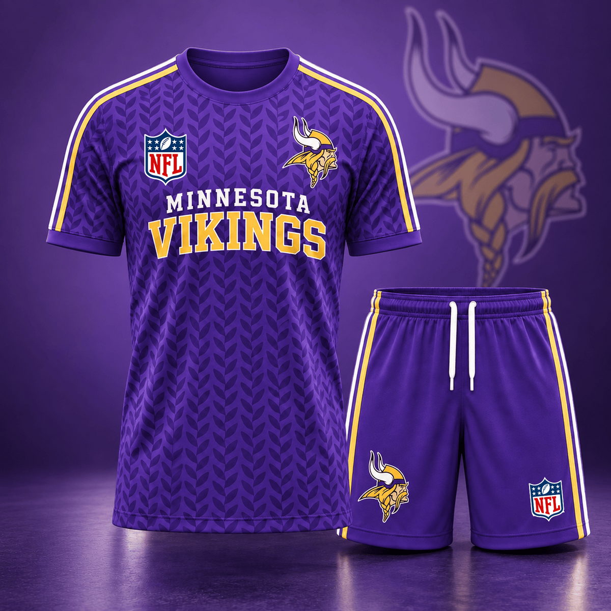 Premium NFL x MIN Classic Team Pattern T-Shirt and Shorts Set