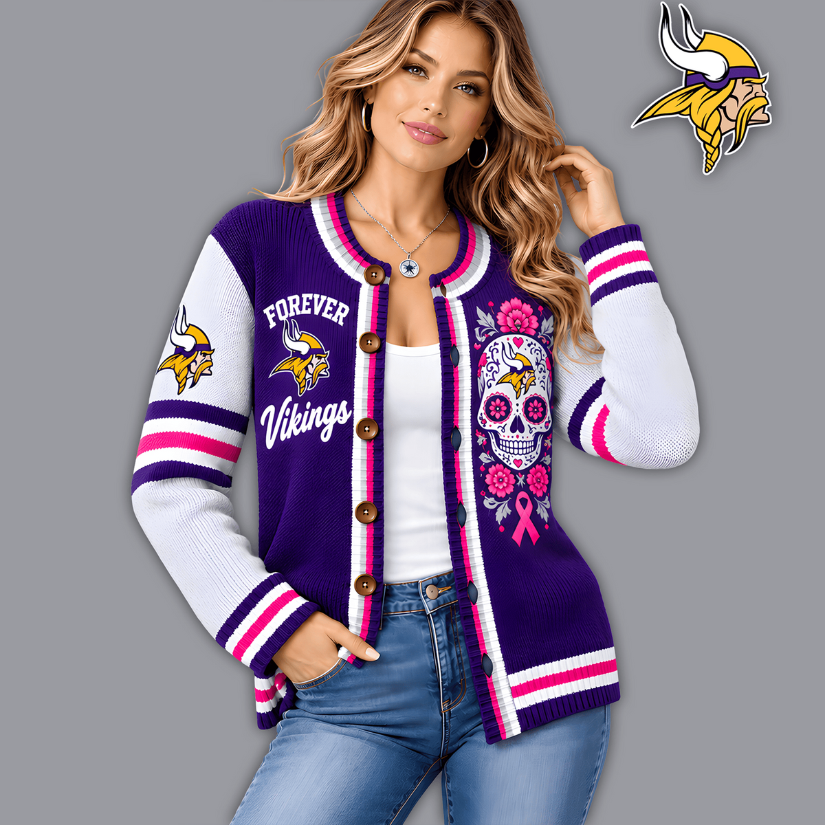 Premium NFL x MIN Floral Skull Knit Cardigan