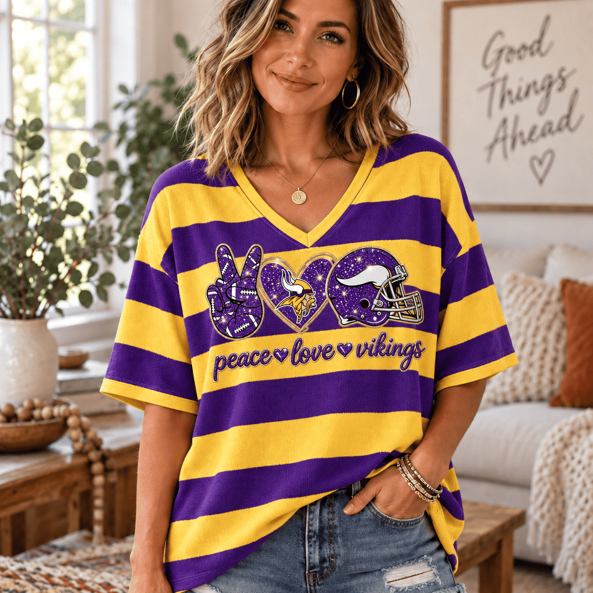Premium NFL x MIN Women V-Neck Shirt For Fan