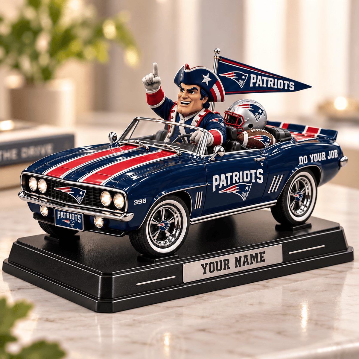 Premium NFL x NE Car Personalized Name Acrylic Block Plaque