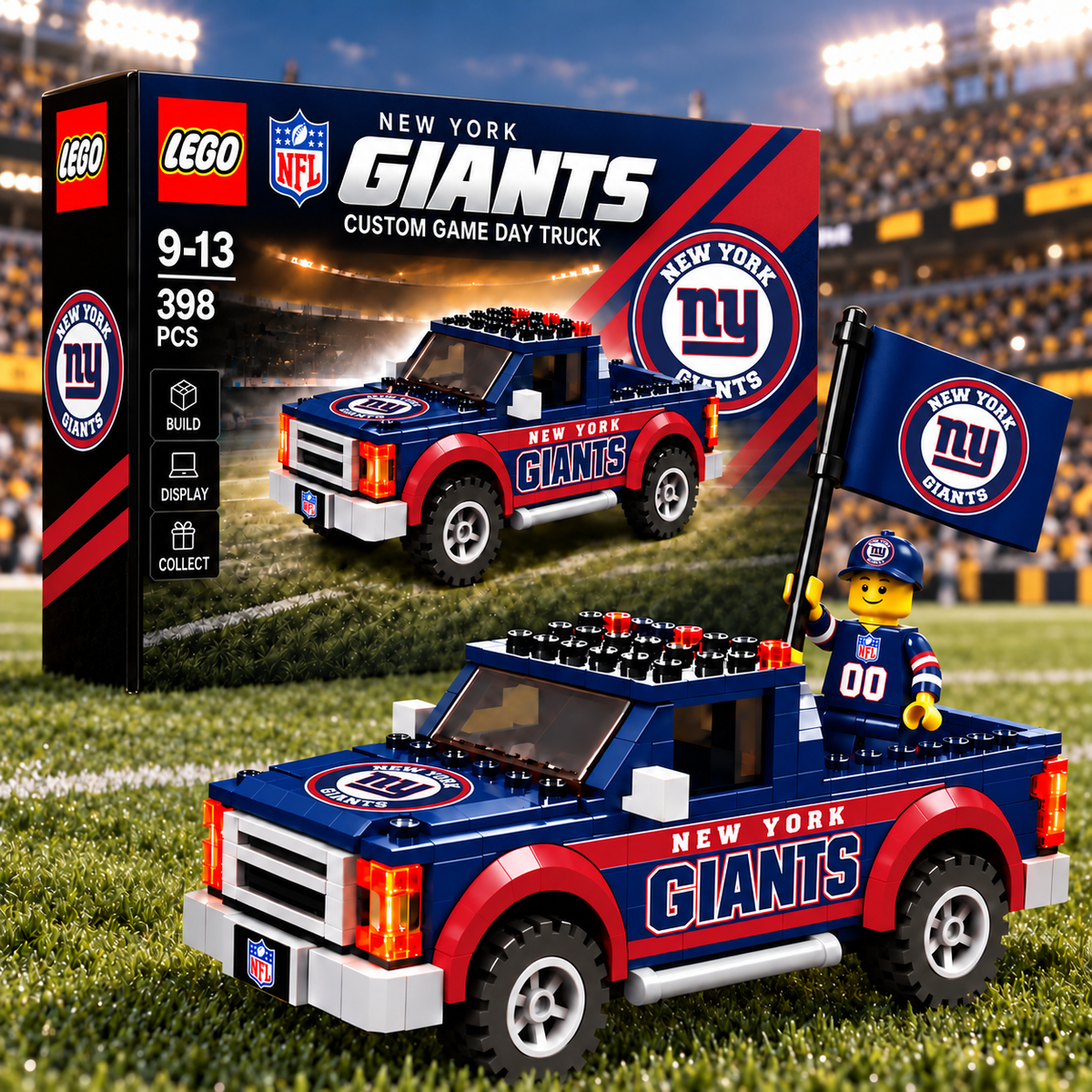 Premium NFL x NYG Game Day Building Blocks Truck Toy Set
