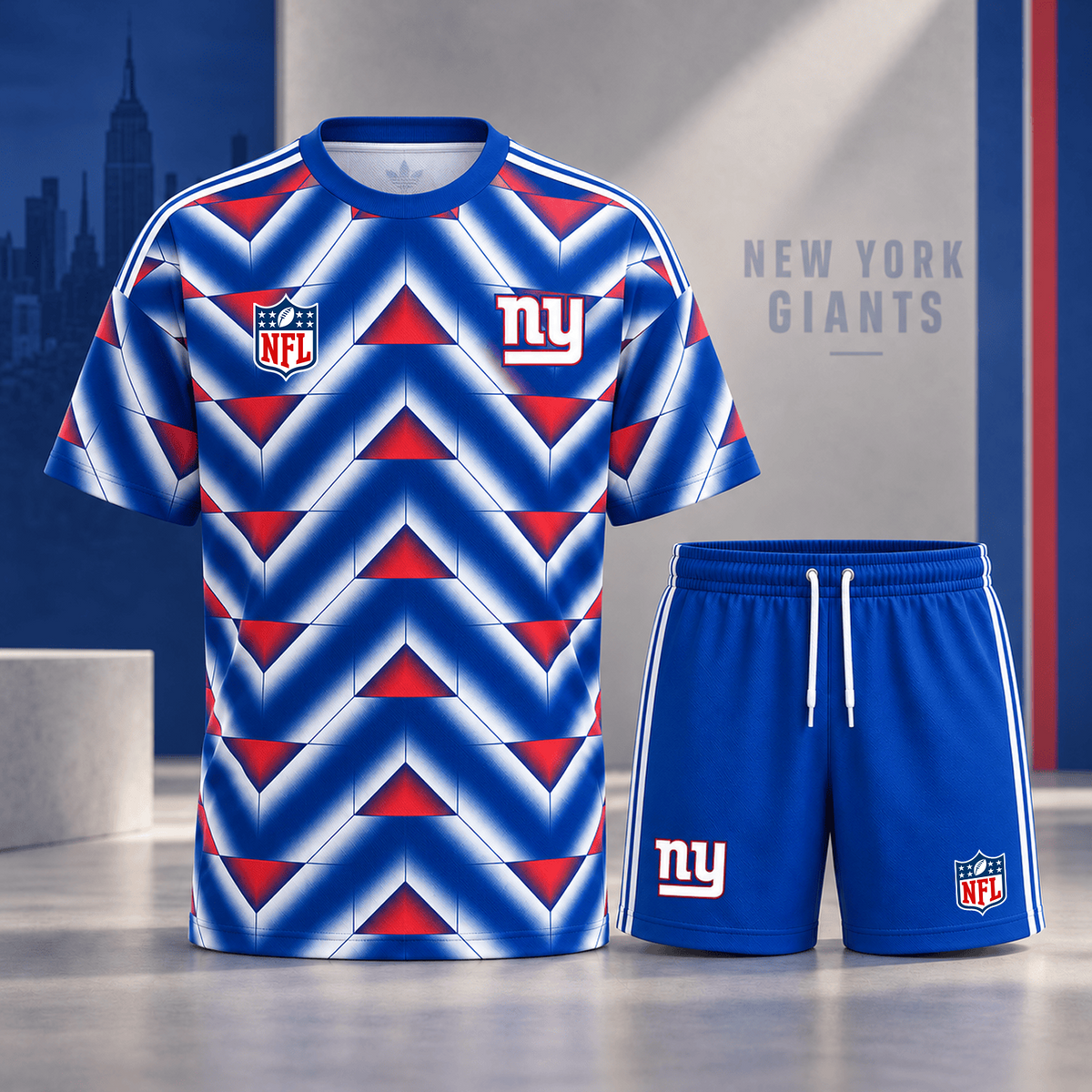 Premium NFL x NYG Geometric Performance Shirt & Shorts Set