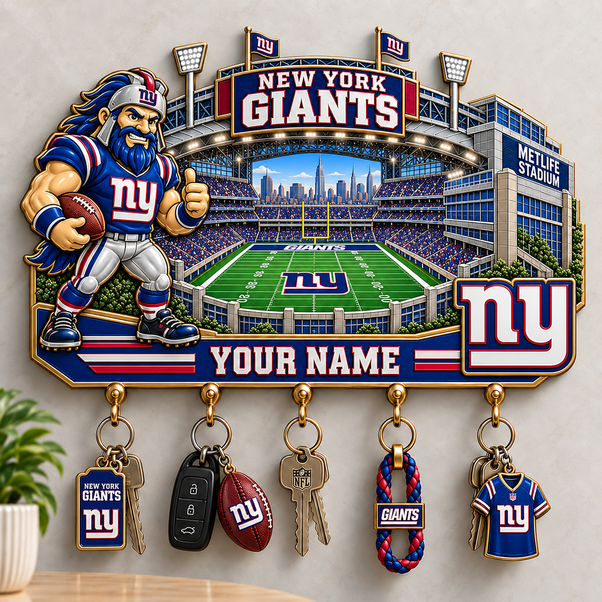 Premium NFL x NYG Personalized Name Wall Key Holder