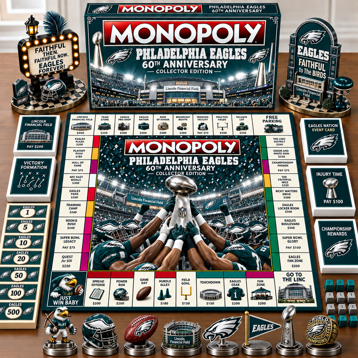Premium NFL x PHI Champion Theme Monopoly Collector Edition Board Game